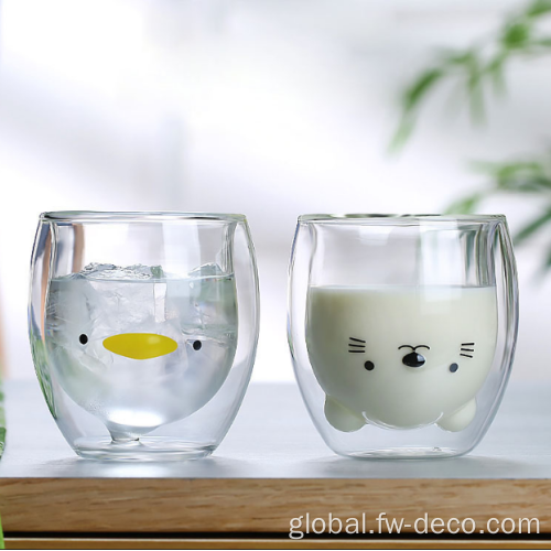 Milk Glass Mugs Bear Coffee Cup Milk Double Wall Tea Glass Manufactory